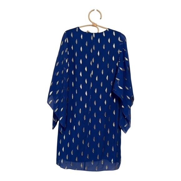 Lilly Pulitzer Shalynn Silk Caftan 
Navy Gold semi-sheer scarf sleeves Size 2 - Picture 6 of 14